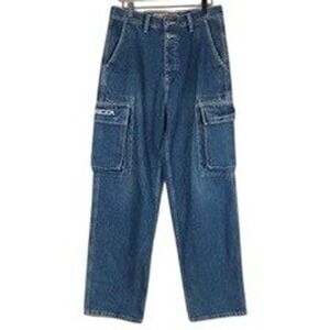 VTG MECCA USA DNM Cargo Jeans Sz 32x31 Medium Wash Wide Leg Streetwear 90s Y2K